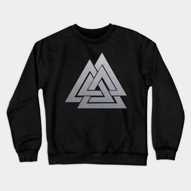 Iron Viking Valknut | Metallic Viking Symbol Crewneck Sweatshirt by DesignsbyZazz